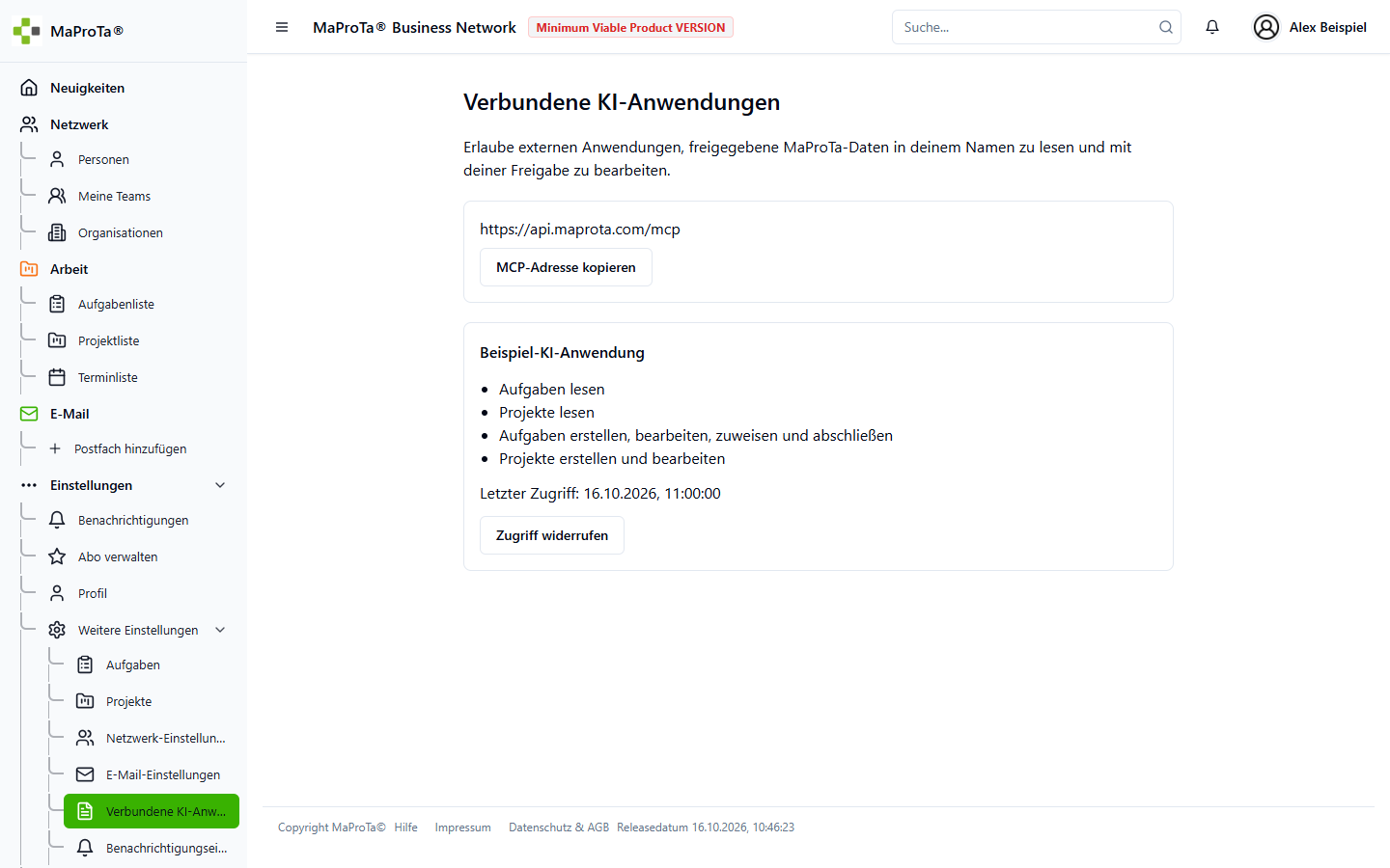 Verbundene KI-Anwendungen mit einem fiktiven Eintrag und getrennten Lese- und Schreibrechten