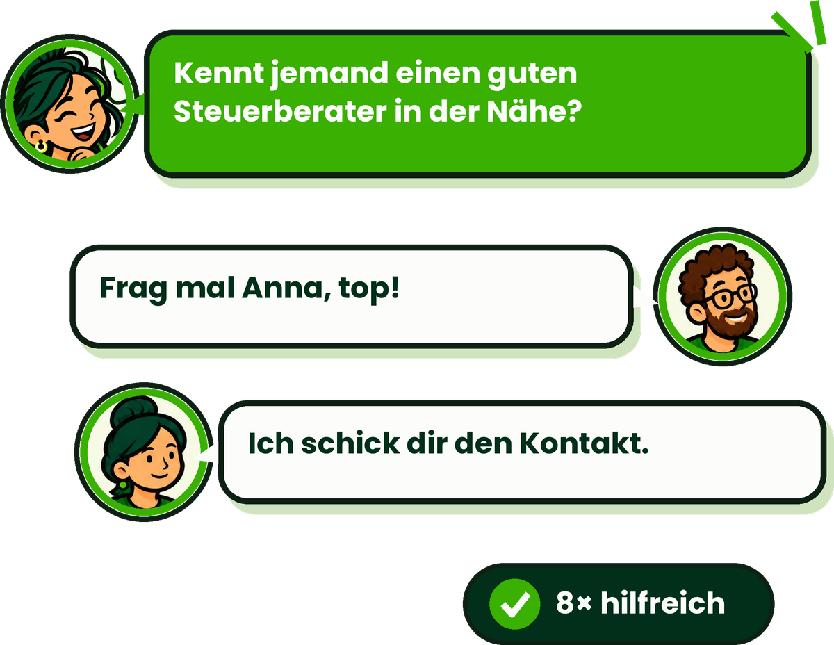 Chat mit Frage und hilfreichen Antworten